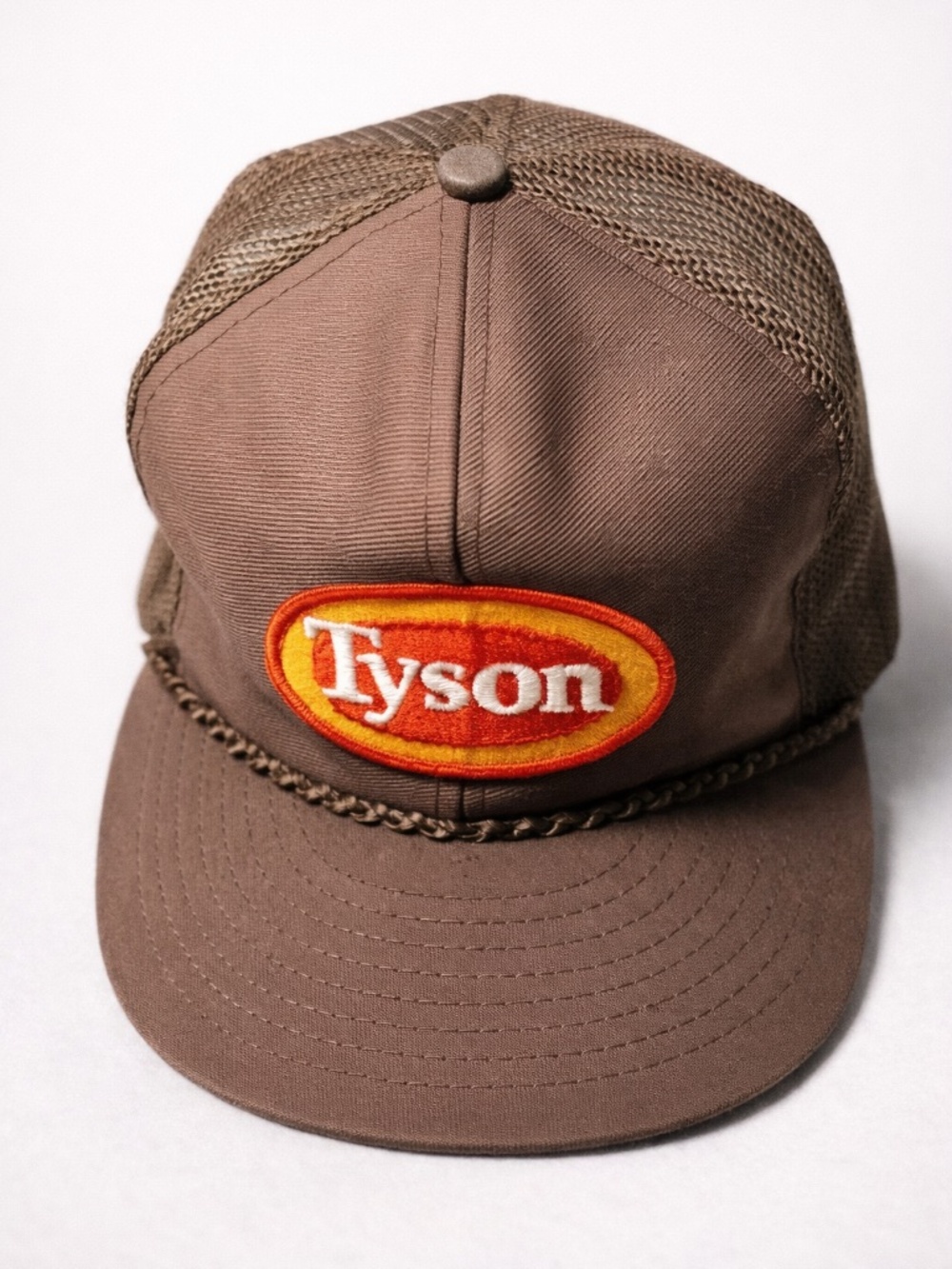 Vintage Tyson Foods Trucker Hat Brown Rope Snapback Cap Green Underbill US Made